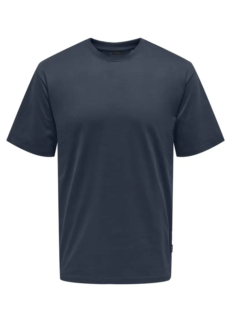 T-shirt Girocollo In Jersey Uomo, Unisex, Blu scuro