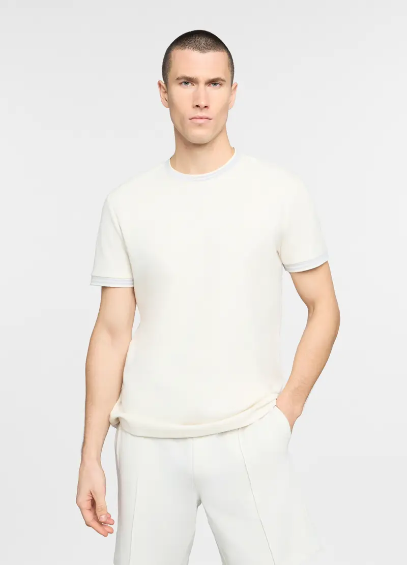T-shirt Girocollo In Maglia Uomo, Unisex, Bianco ottico