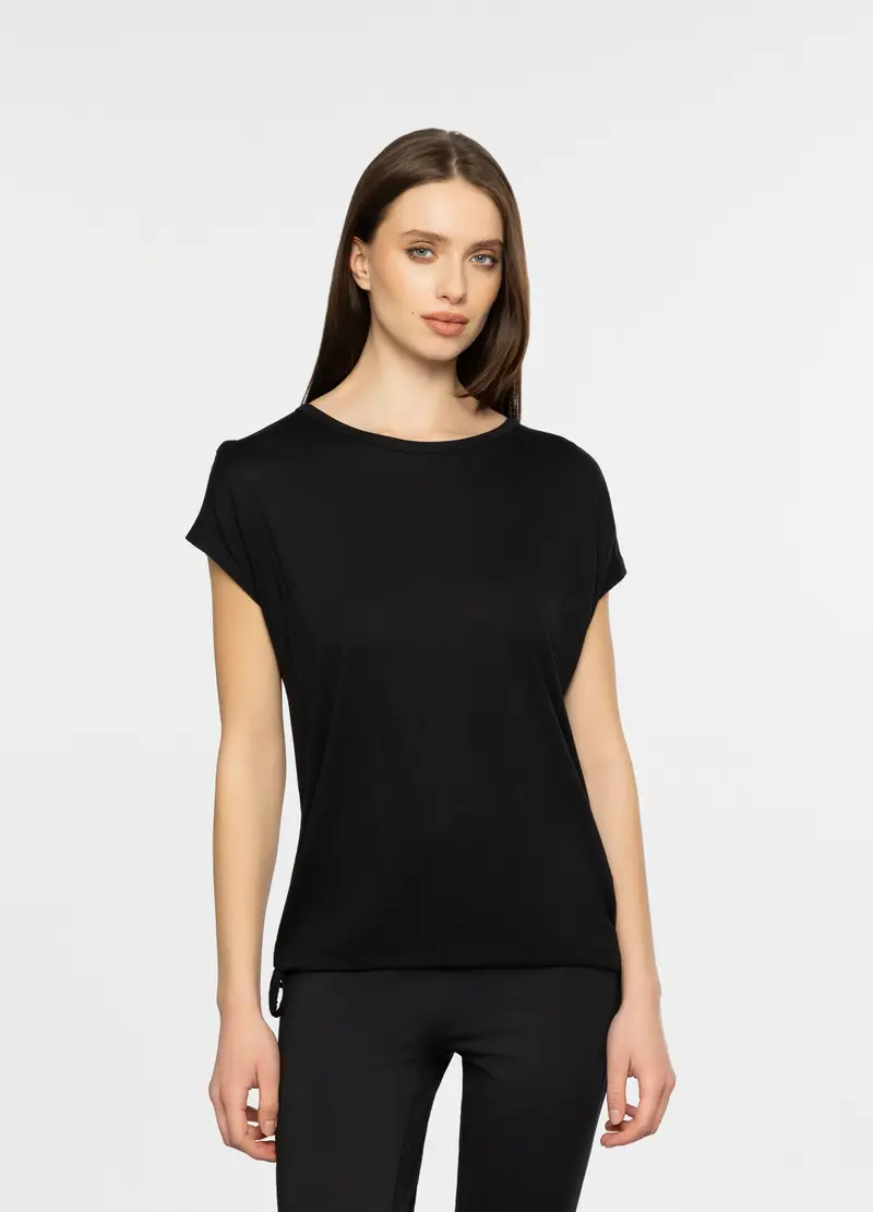 T-shirt Girocollo Over Fit Donna, Nero