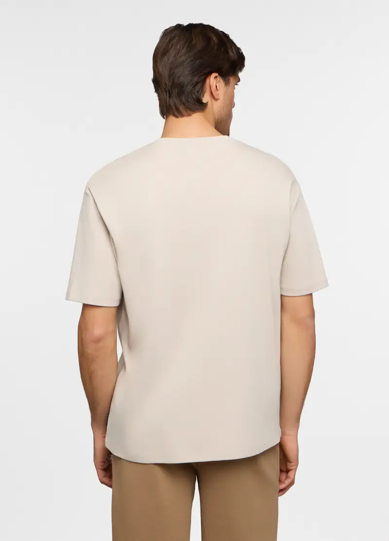 T-shirt Girocollo Oversize In Cotone Uomo, Unisex, Beige miniatura 2