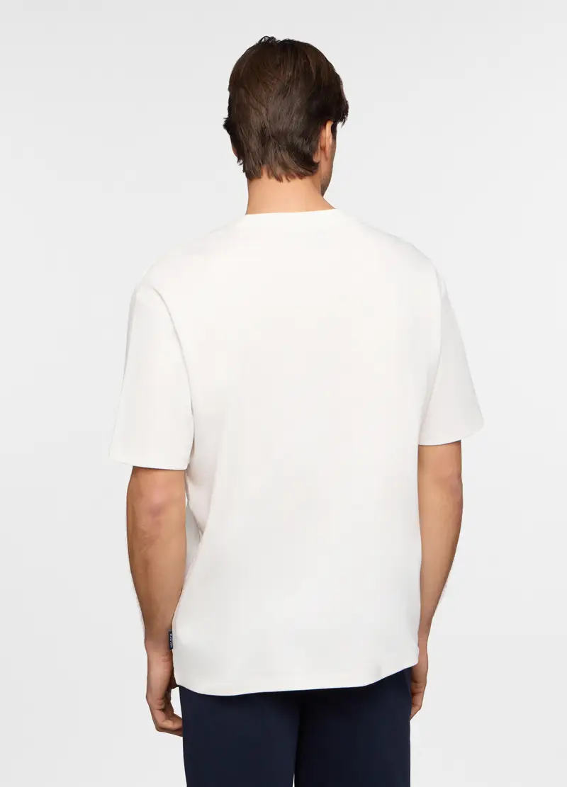 T-shirt Girocollo Oversize In Cotone Uomo, Unisex, Bianco latte miniatura 2