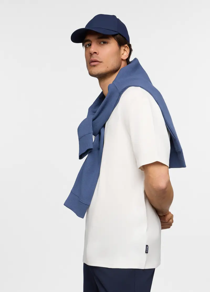 T-shirt Girocollo Oversize In Cotone Uomo, Unisex, Bianco latte