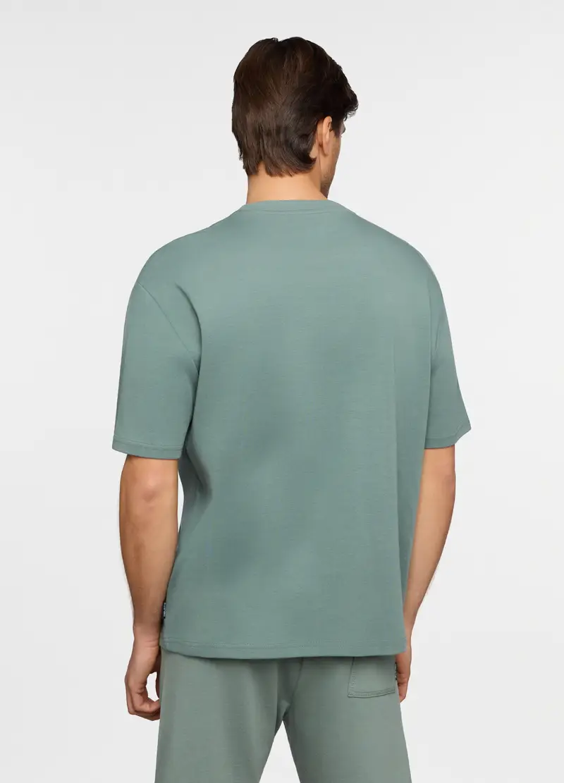 T-shirt Girocollo Oversize In Cotone Uomo, Unisex, Verde salvia miniatura 2