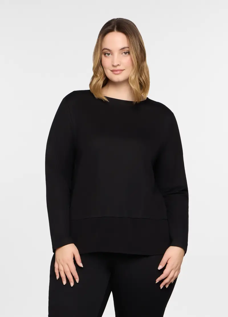 T-shirt Girocollo Piquet Donna Curvy, Nero