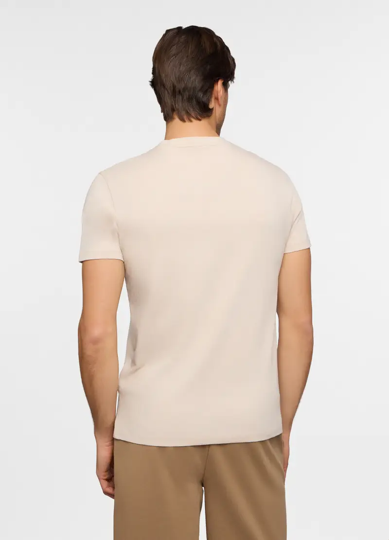 T-shirt Girocollo Slim Fit In Cotone Uomo, Unisex, Beige miniatura 2