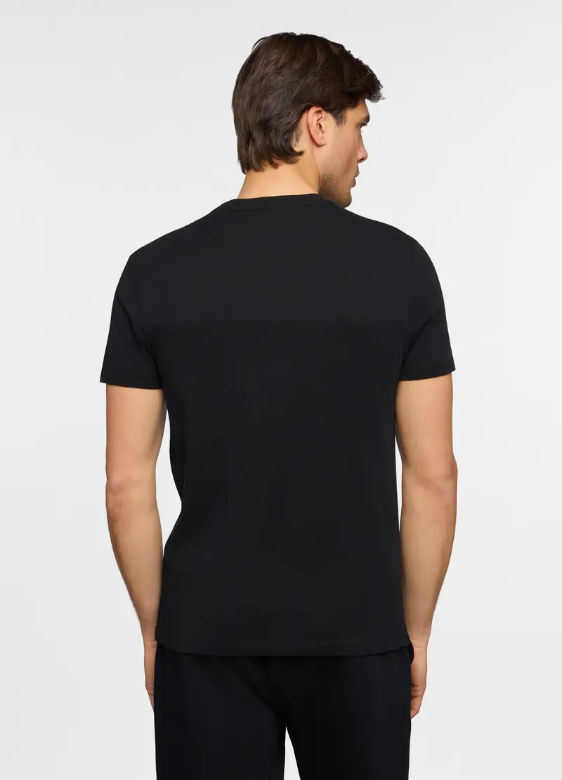 T-shirt Girocollo Slim Fit In Cotone Uomo, Unisex, Nero miniatura 2