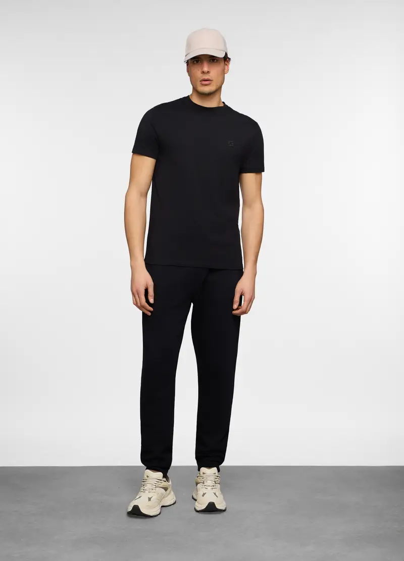 T-shirt Girocollo Slim Fit In Cotone Uomo, Unisex, Nero