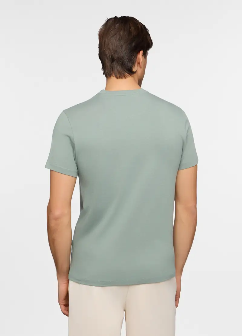 T-shirt Girocollo Slim Fit In Cotone Uomo, Unisex, Verde salvia miniatura 2
