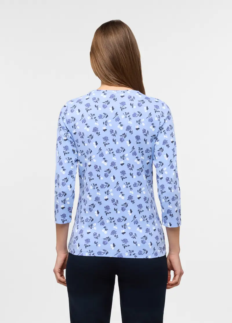 T-shirt Girocollo Stretch Donna, Azzurro celeste miniatura 2