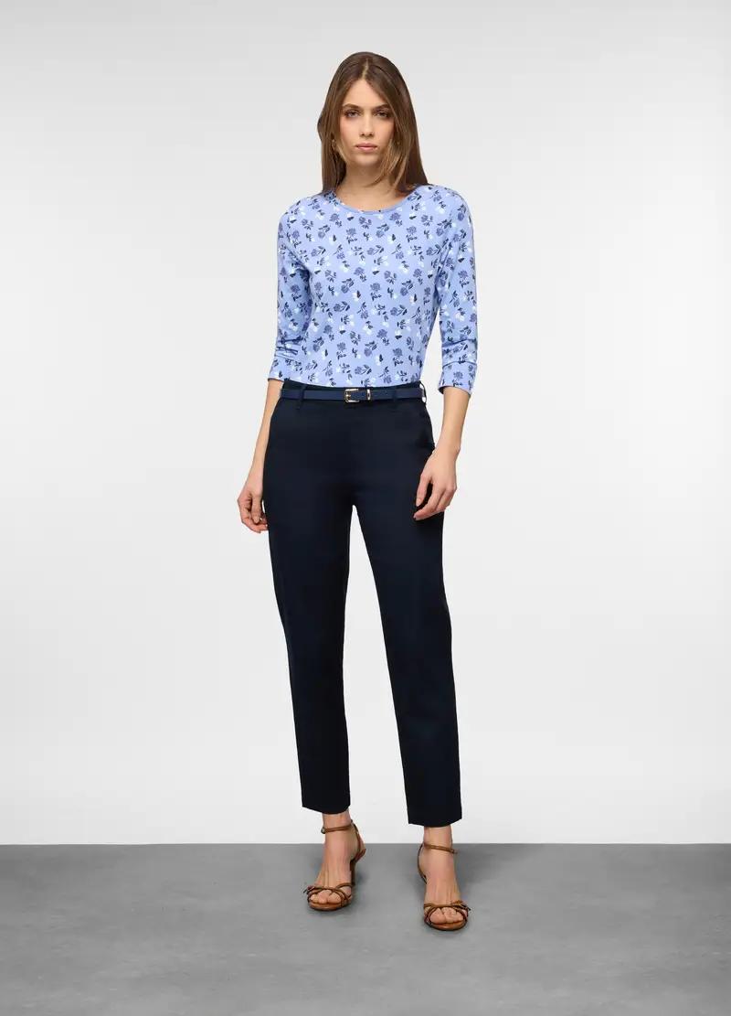 T-shirt Girocollo Stretch Donna, Azzurro celeste