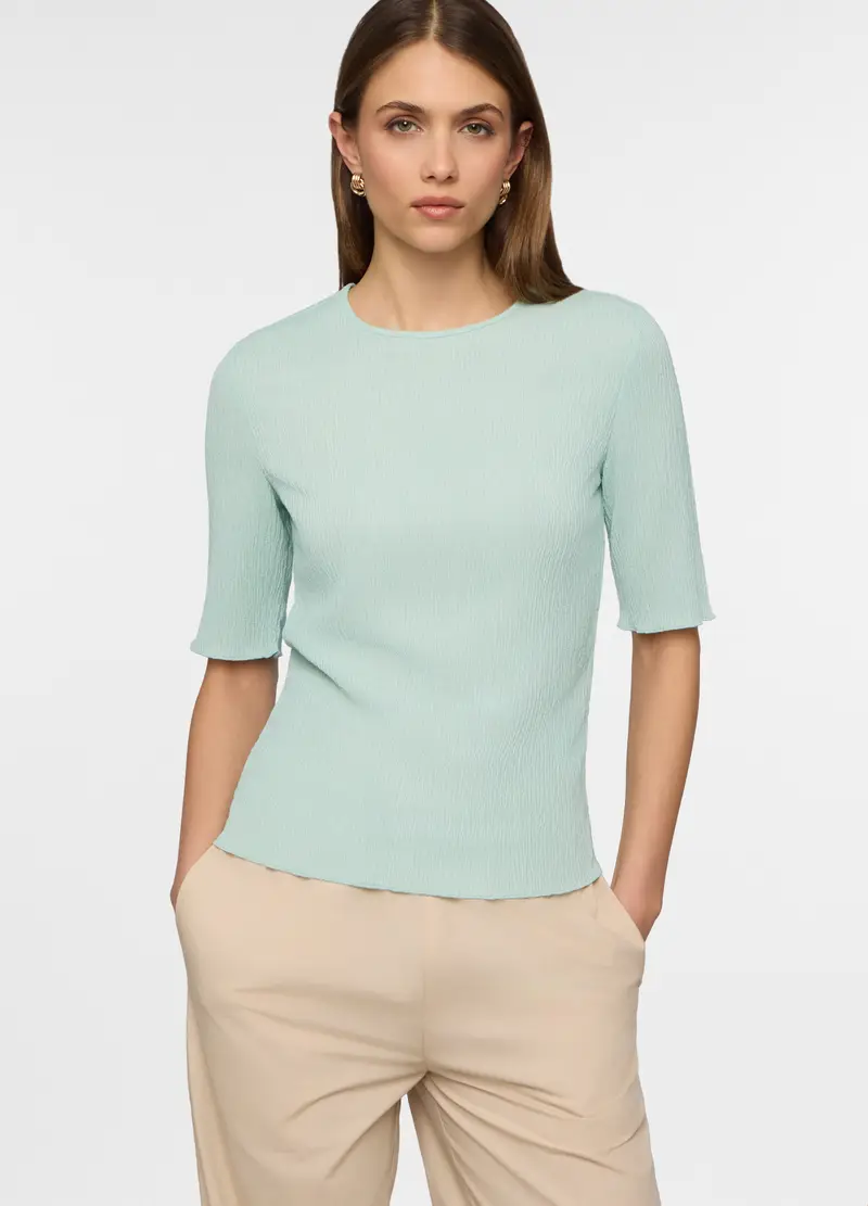 T-shirt Girocollo Stretch Donna, Azzurro chiaro