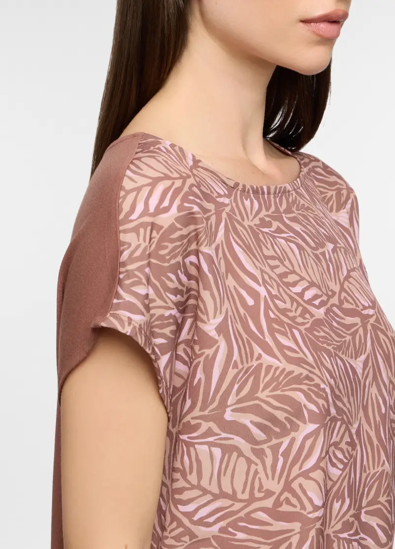 T-shirt Girocollo Stretch Donna, Beige chiaro miniatura 3