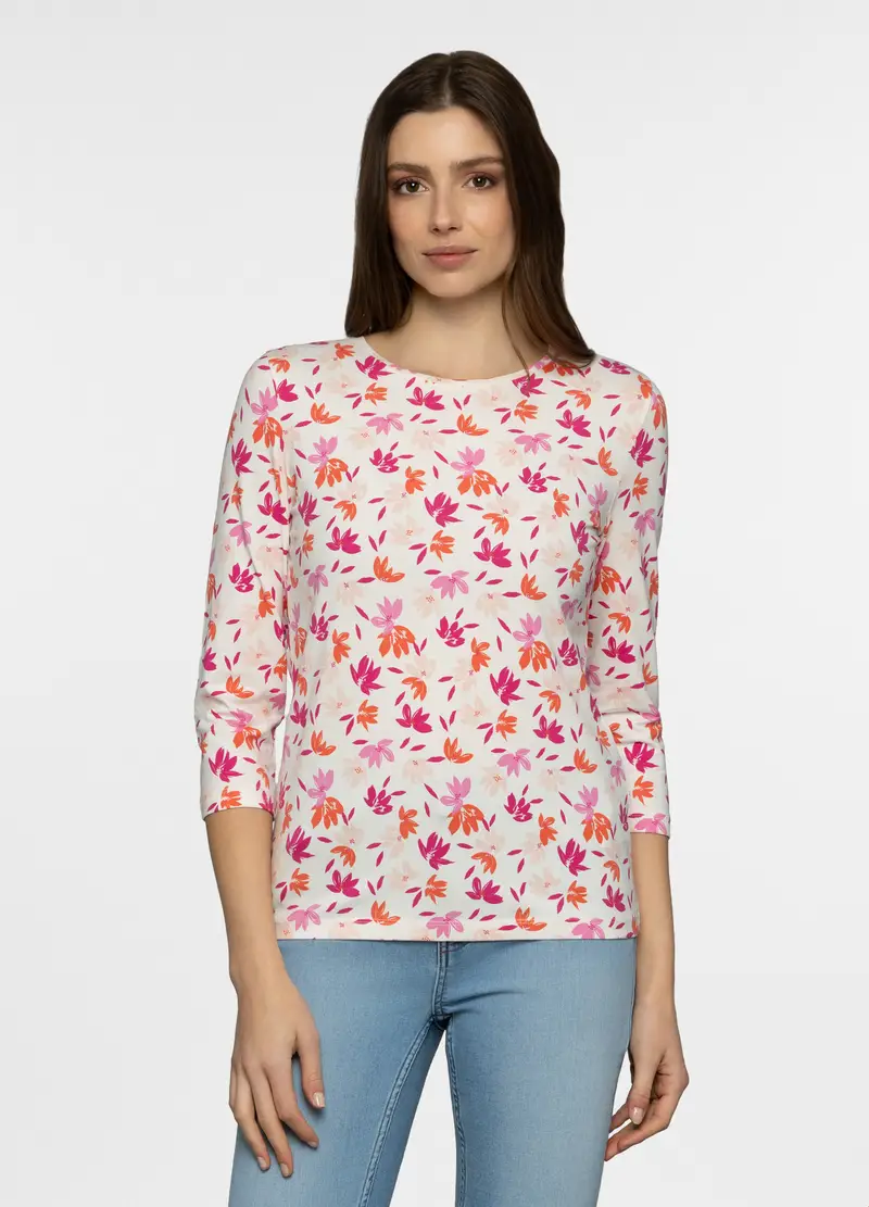 T-shirt Girocollo Stretch Donna, Bianco