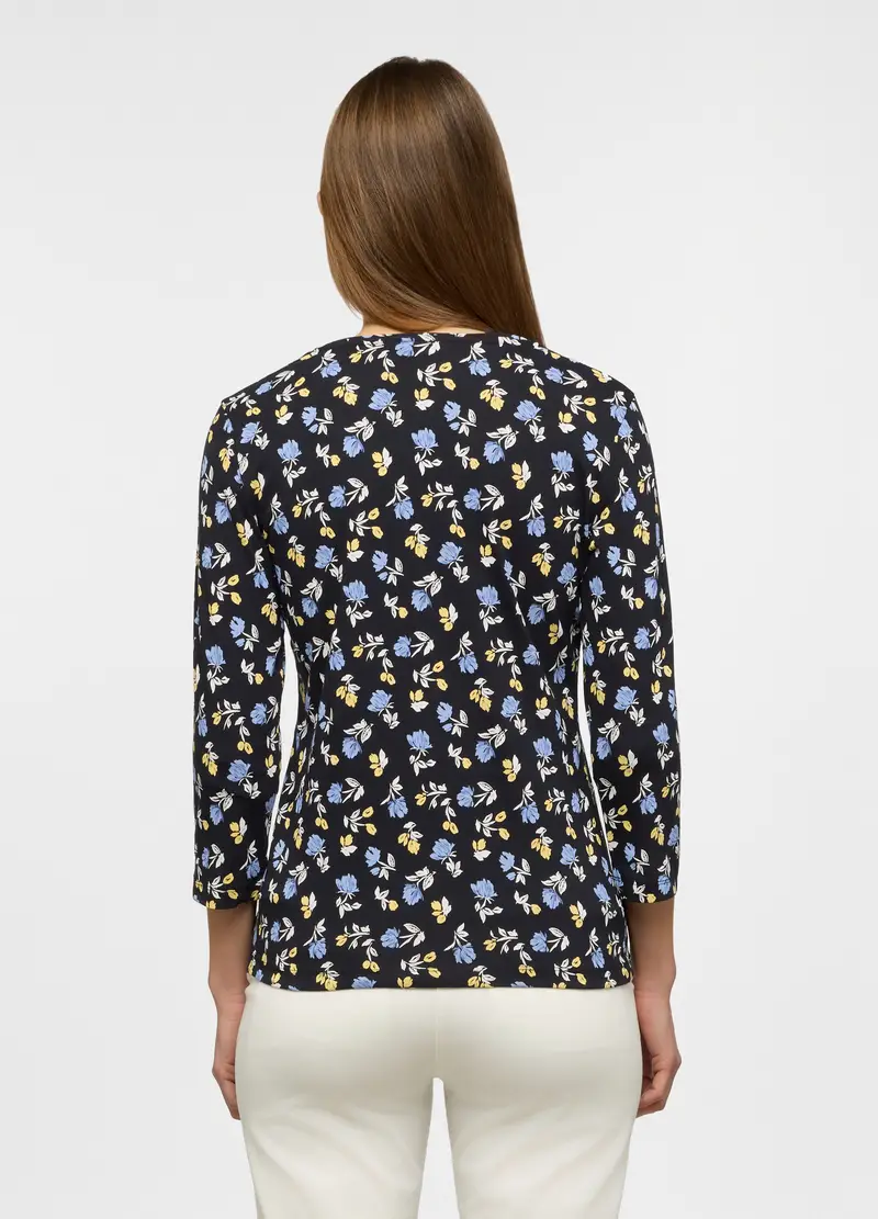 T-shirt Girocollo Stretch Donna, Blu navy miniatura 2