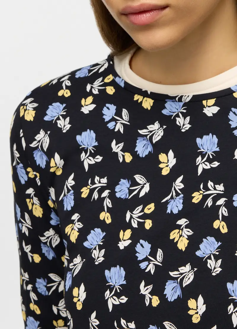 T-shirt Girocollo Stretch Donna, Blu navy miniatura 3