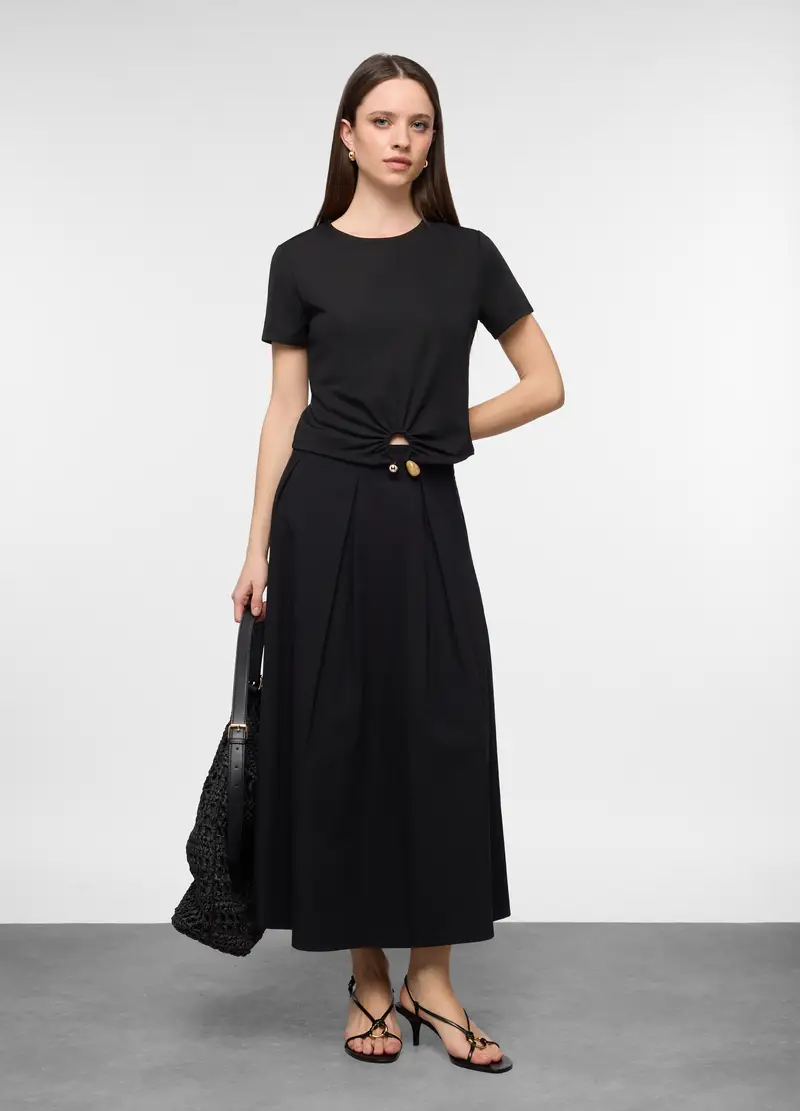 T-shirt Girocollo Stretch Donna, Nero