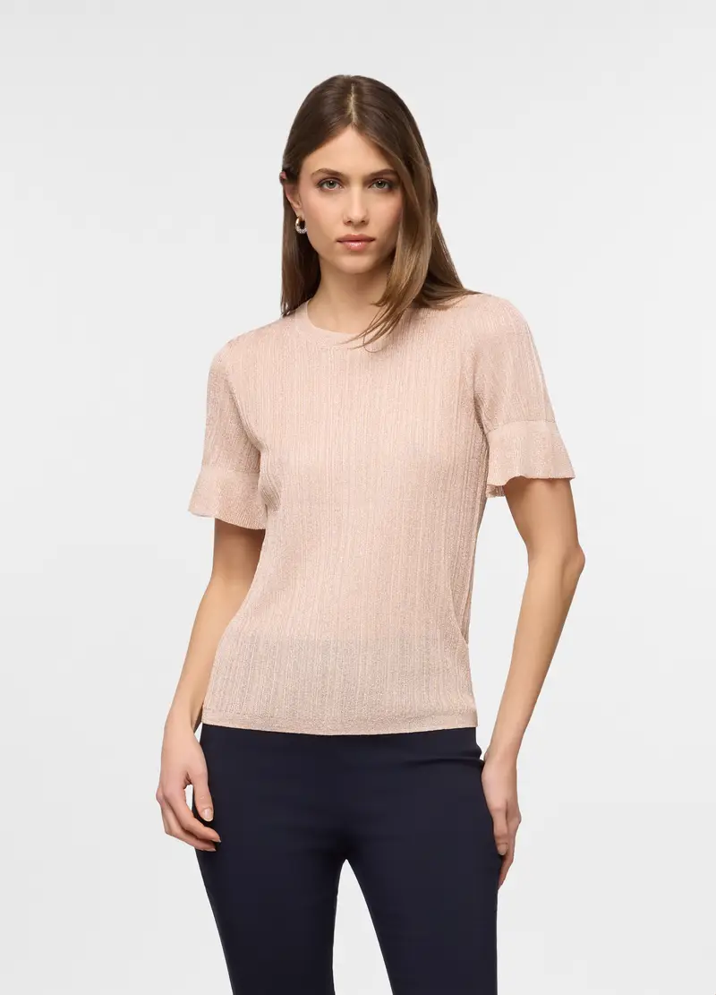 T-shirt Girocollo Stretch Donna, Rosa corallo