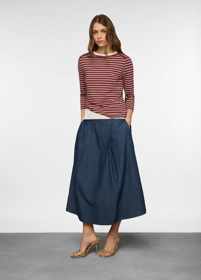 T-shirt Girocollo Stretch Donna, Rosso bordeaux