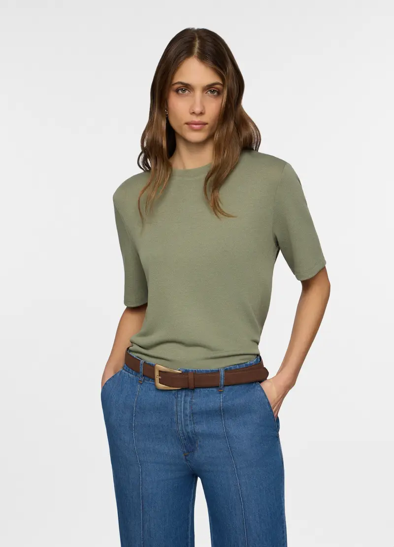 T-shirt Girocollo Stretch Donna, Verde salvia