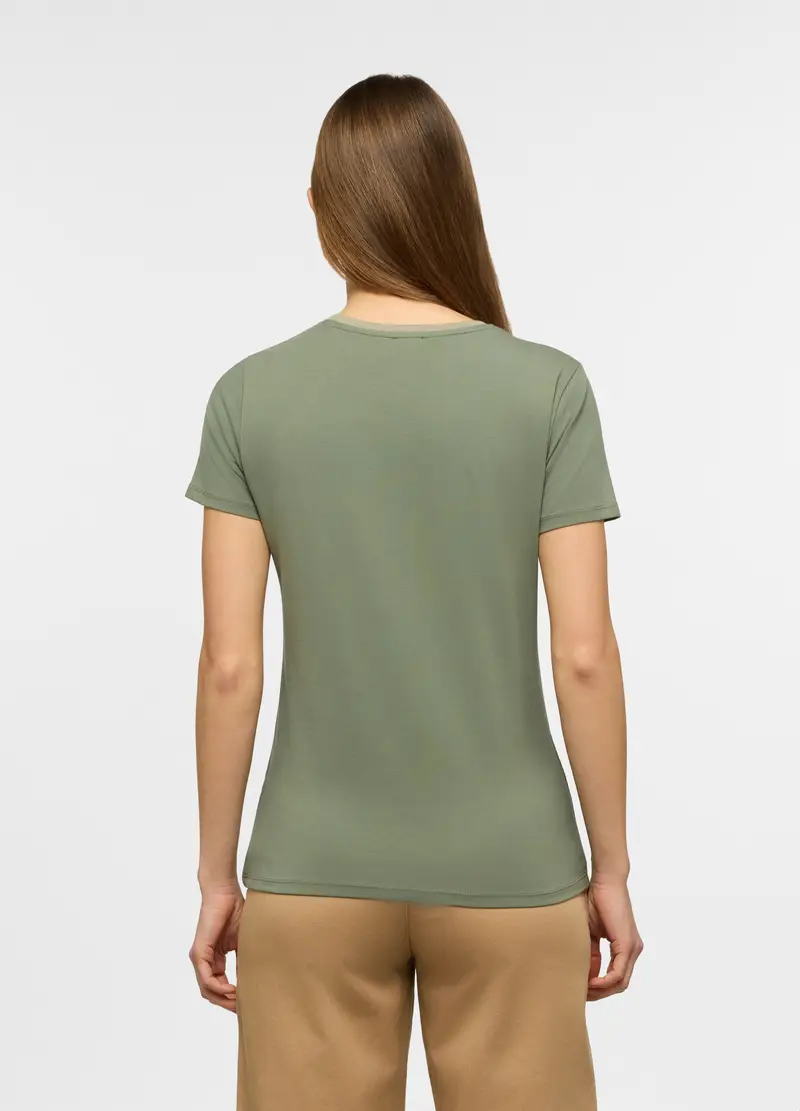 T-shirt Girocollo Stretch Donna, Verde salvia miniatura 2