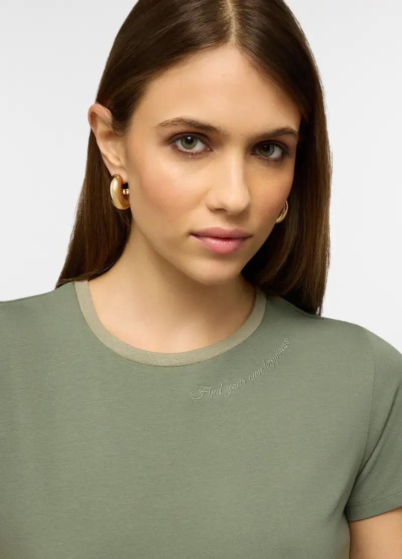 T-shirt Girocollo Stretch Donna, Verde salvia miniatura 3