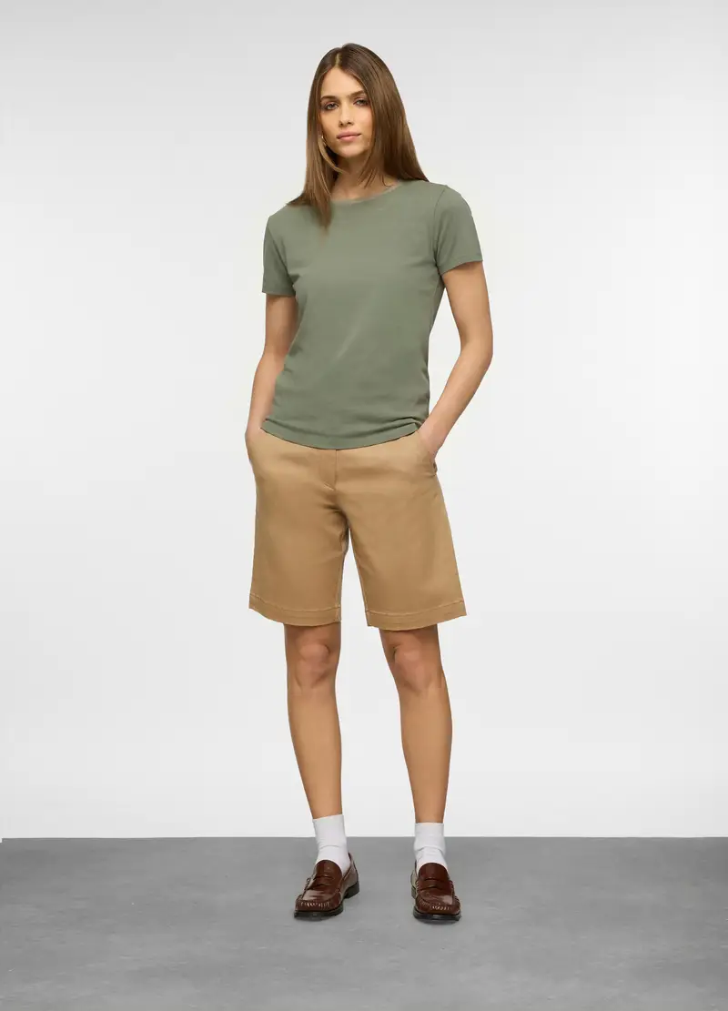 T-shirt Girocollo Stretch Donna, Verde salvia