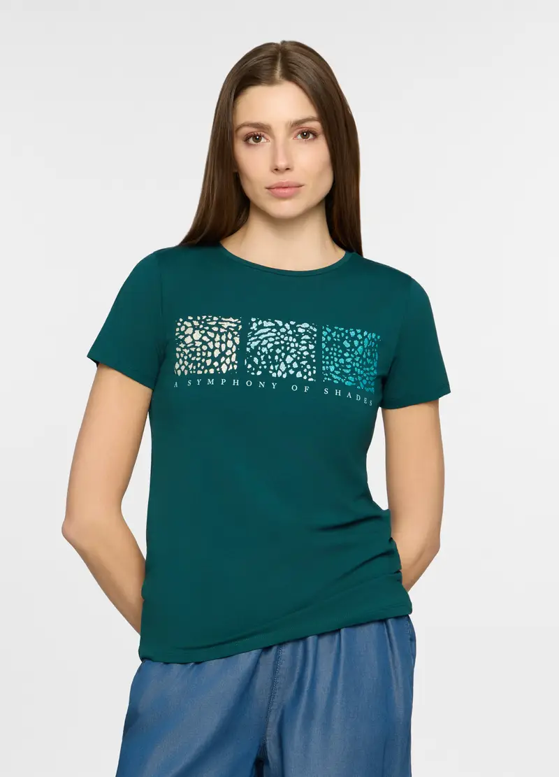 T-shirt Girocollo Stretch Donna, Verde smeraldo