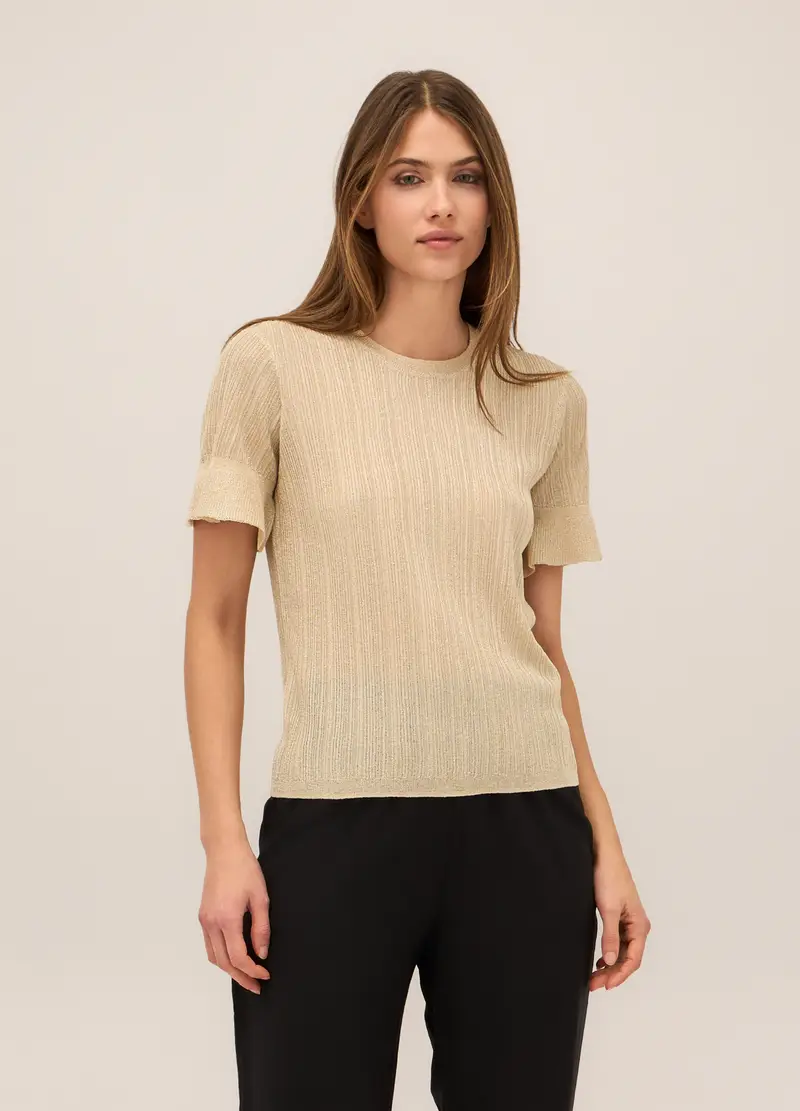 T-shirt In Costina Donna, Beige chiaro