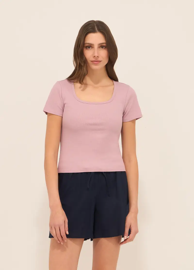 T-shirt In Costina Donna, Rosa chiaro