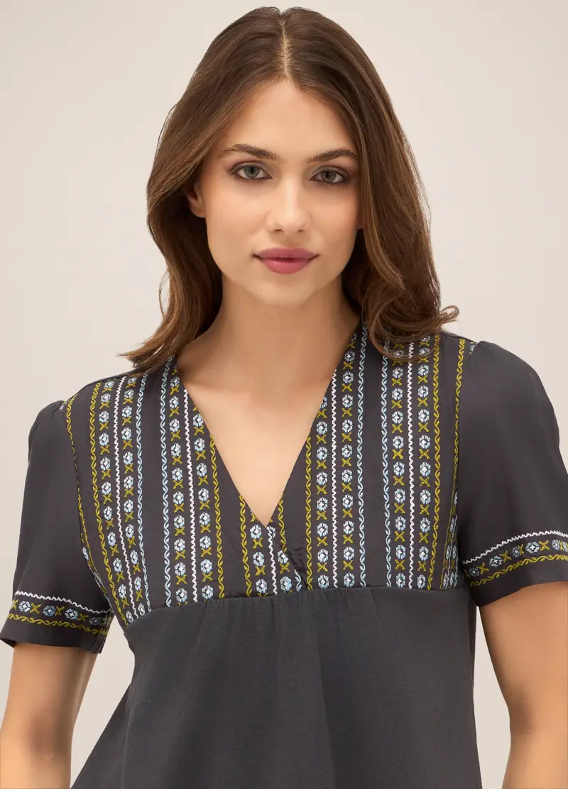 T-shirt In Jersey Di Cotone Donna, Nero canna di fucile miniatura 3