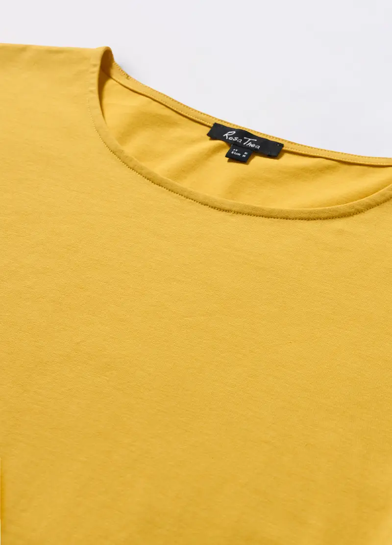 T-shirt In Jersey Di Cotone Stretch Donna Curvy, Giallo mais miniatura 2