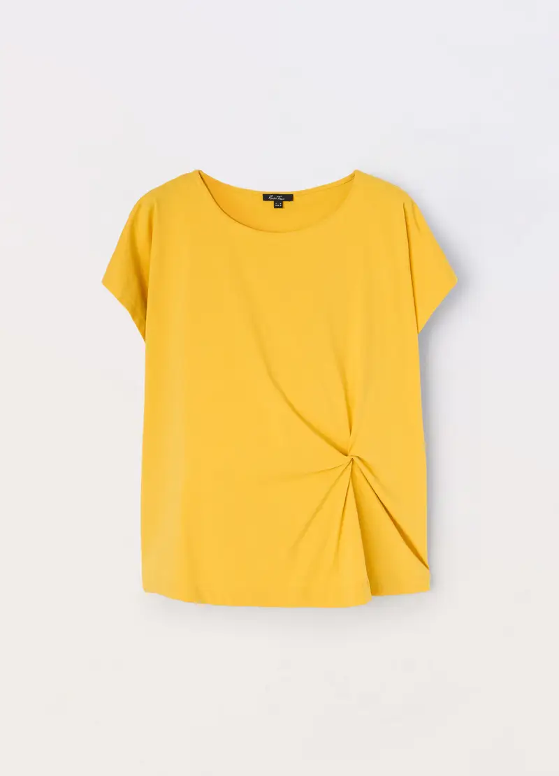 T-shirt In Jersey Di Cotone Stretch Donna Curvy, Giallo mais