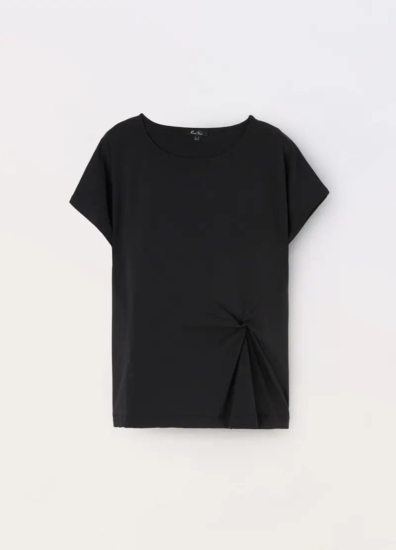 T-shirt In Jersey Di Cotone Stretch Donna Curvy, Nero
