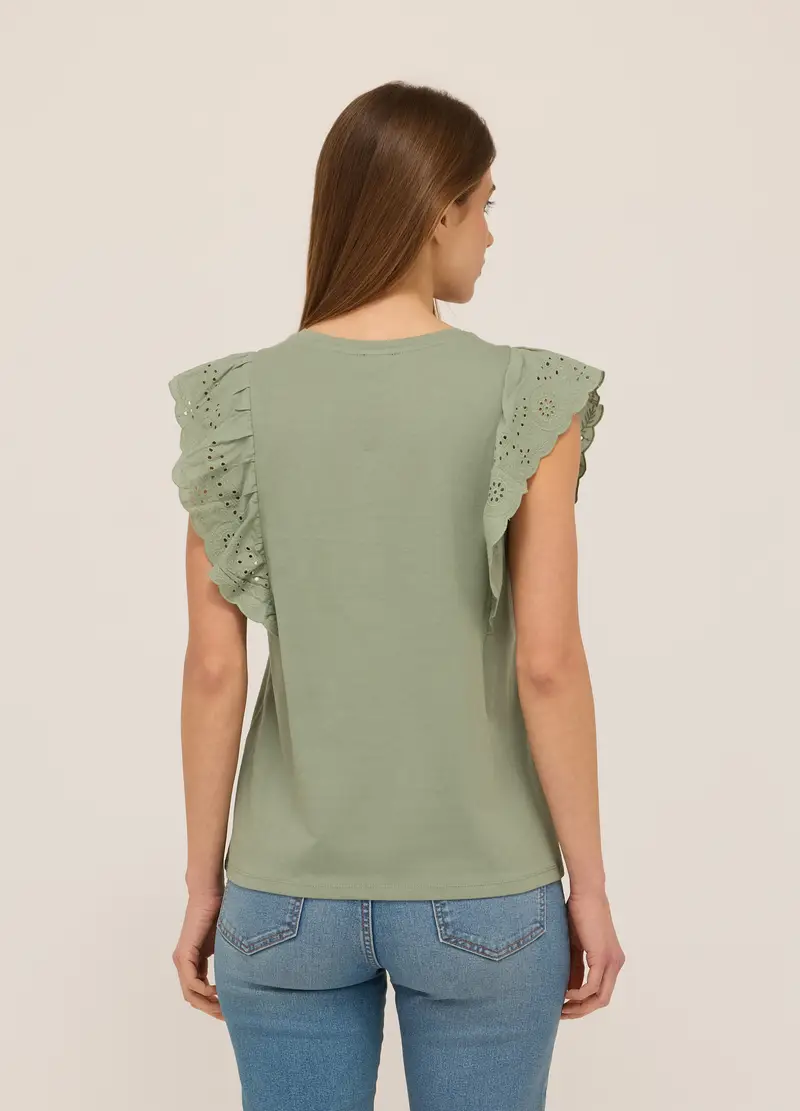 T-shirt In Jersey Di Cotone Stretch Donna, Verde chiaro miniatura 2
