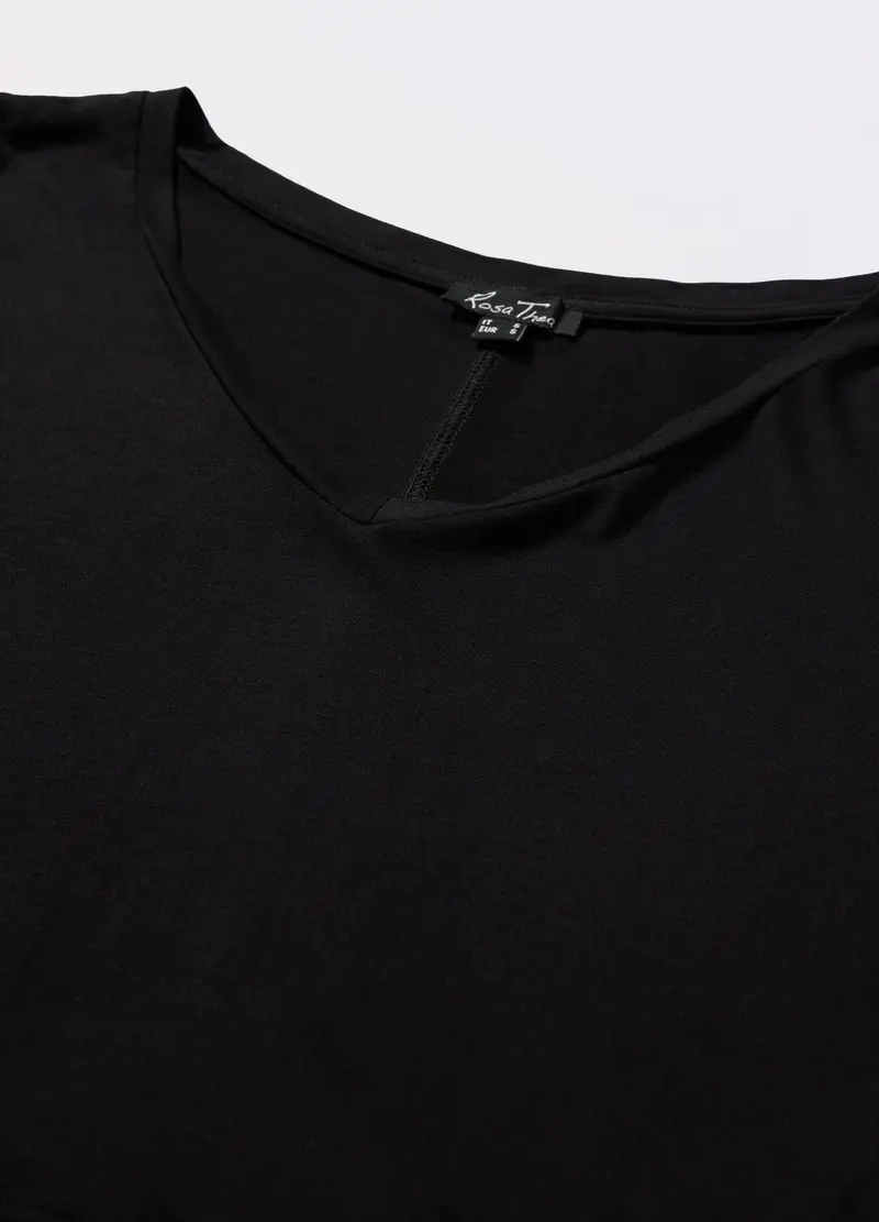 T-shirt In Jersey Di Pura Viscosa Donna Curvy, Nero miniatura 2