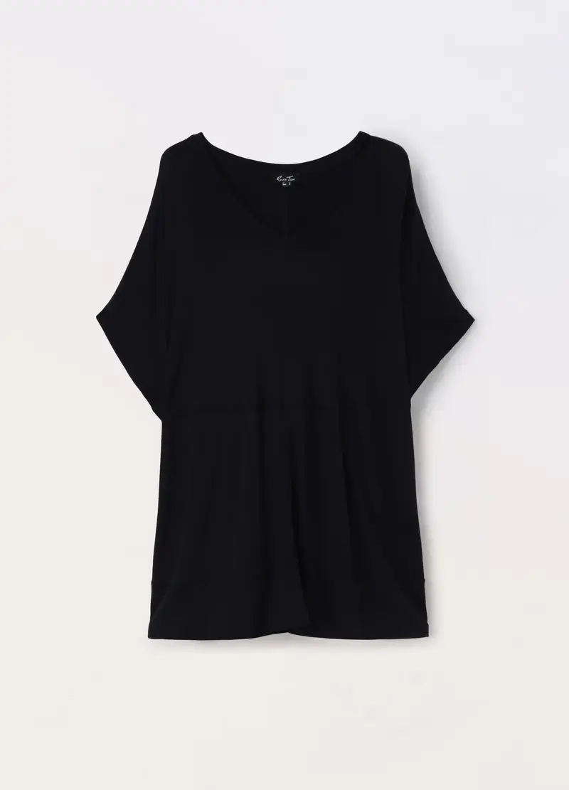 T-shirt In Jersey Di Pura Viscosa Donna Curvy, Nero