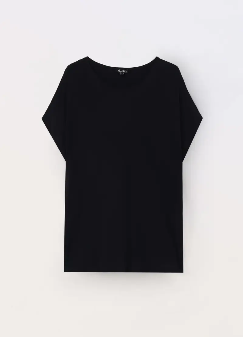 T-shirt In Jersey Di Pura Viscosa Donna Curvy, Nero