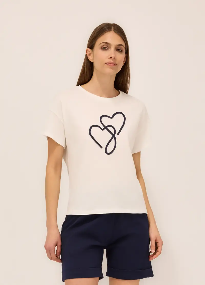 T-shirt In Jersey Di Puro Cotone Donna, Bianco