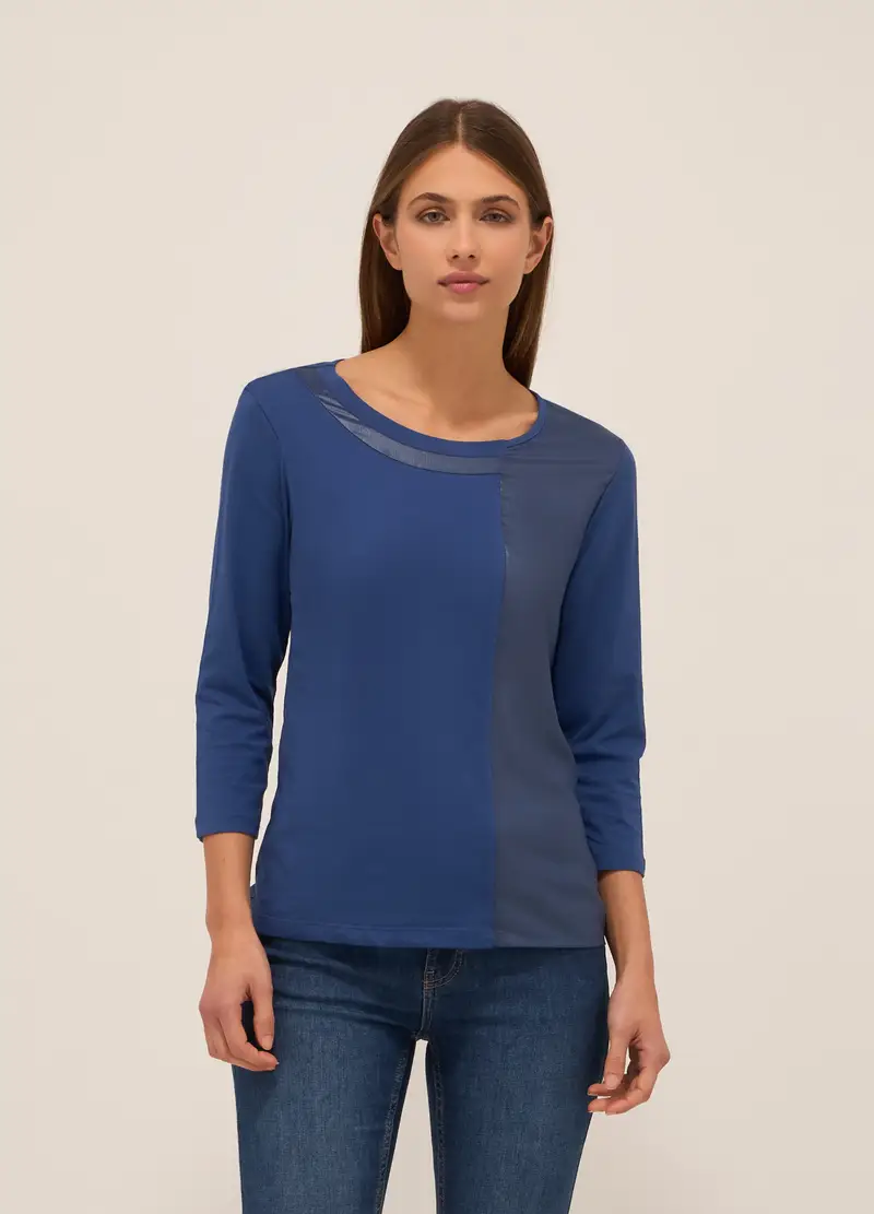 T-shirt In Jersey Di Puro Cotone Donna, Blu Bluette