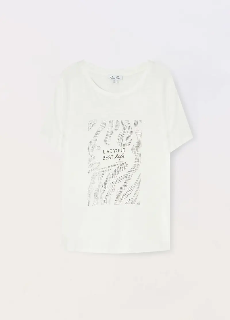 T-shirt In Jersey Di Puro Cotone Donna Curvy, Bianco gesso