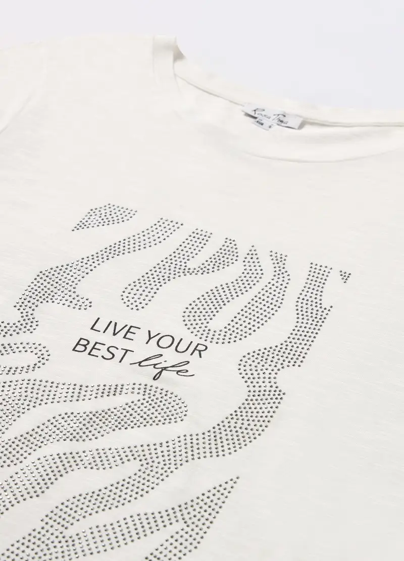 T-shirt In Jersey Di Puro Cotone Donna Curvy, Bianco gesso miniatura 2