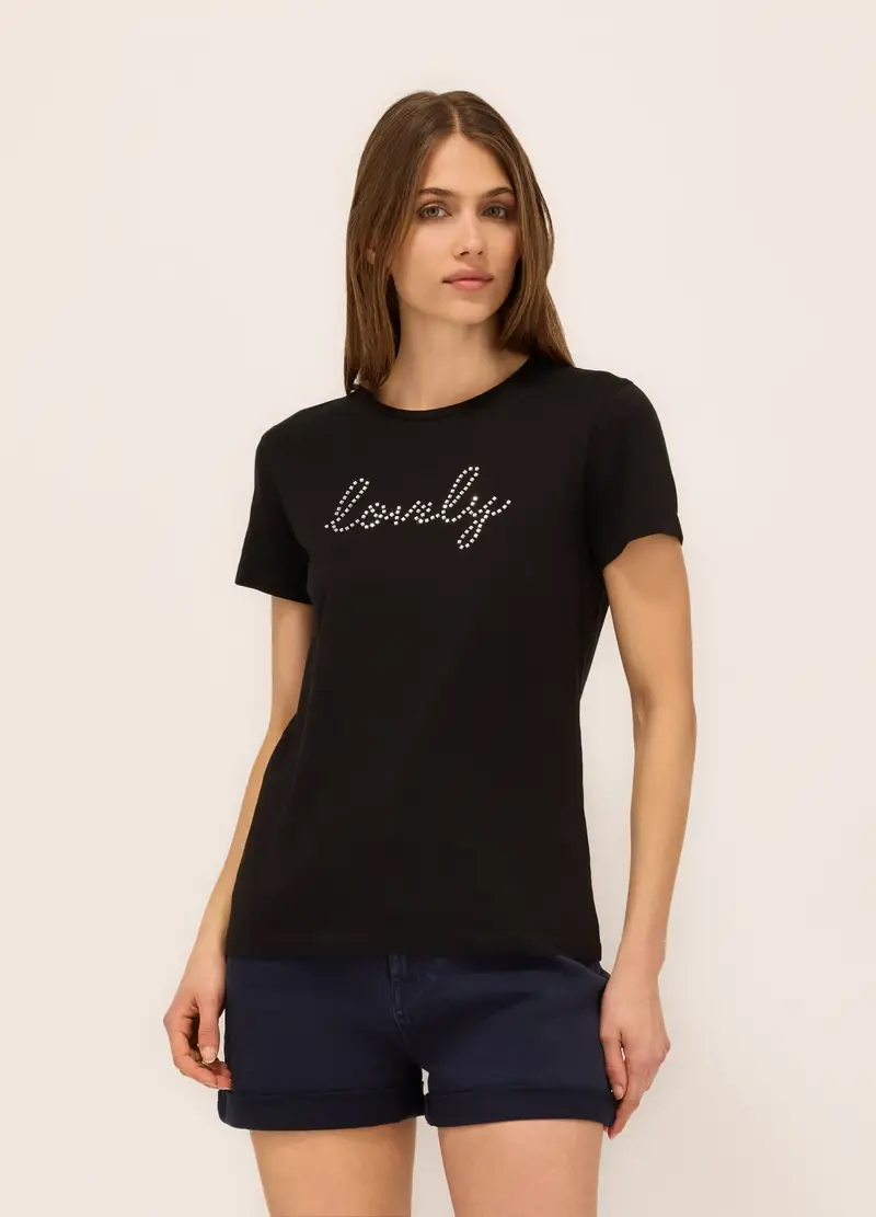 T-shirt In Jersey Di Puro Cotone Donna, Nero