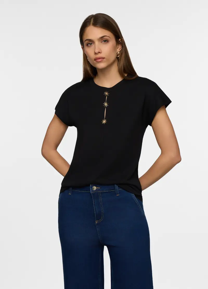 T-shirt In Jersey Di Puro Cotone Donna, Nero