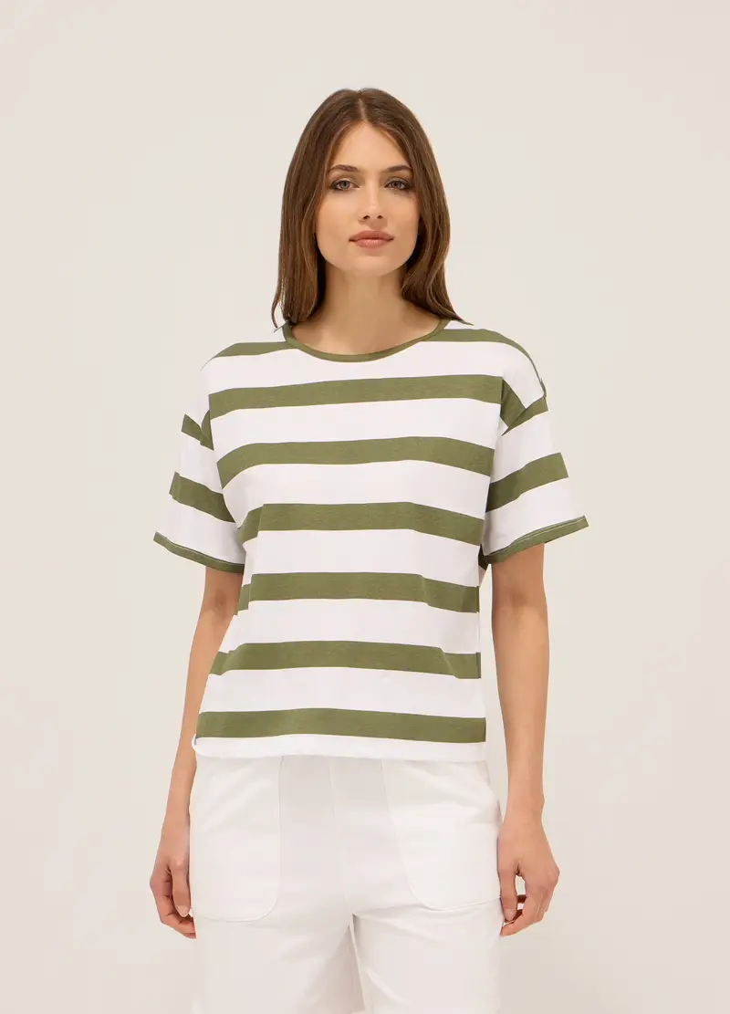 T-shirt In Jersey Di Puro Cotone Donna, Verde chiaro