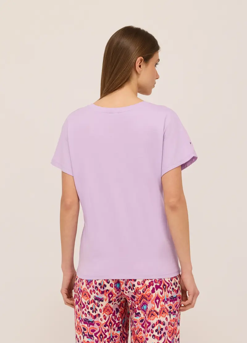 T-shirt In Jersey Di Puro Cotone Donna, Viola lavanda miniatura 2
