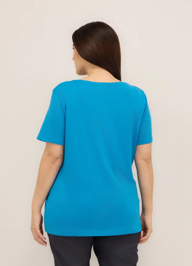 T-shirt In Puro Cotone Donna Curvy, Azzurro cielo miniatura 2