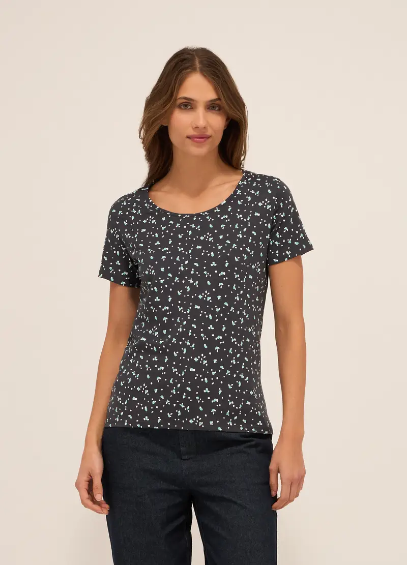 T-shirt In Puro Cotone Donna, Grigio cemento