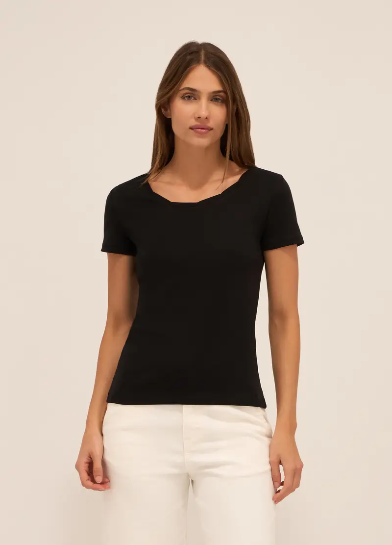 T-shirt In Puro Cotone Donna, Nero