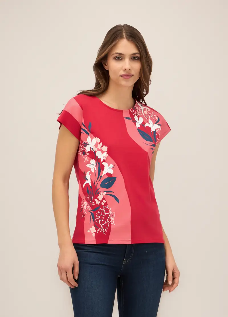 T-shirt In Puro Cotone Donna, Rosso aragosta