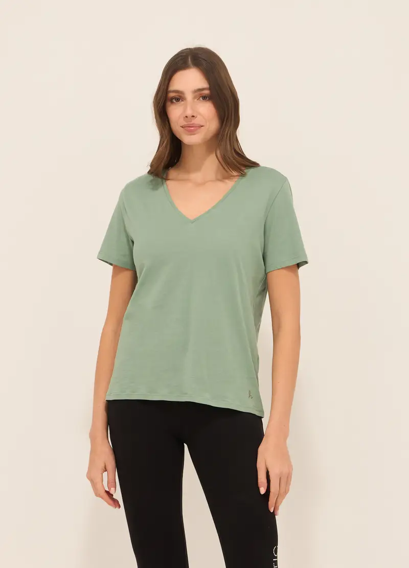 T-shirt In Puro Cotone Donna, Verde chiaro
